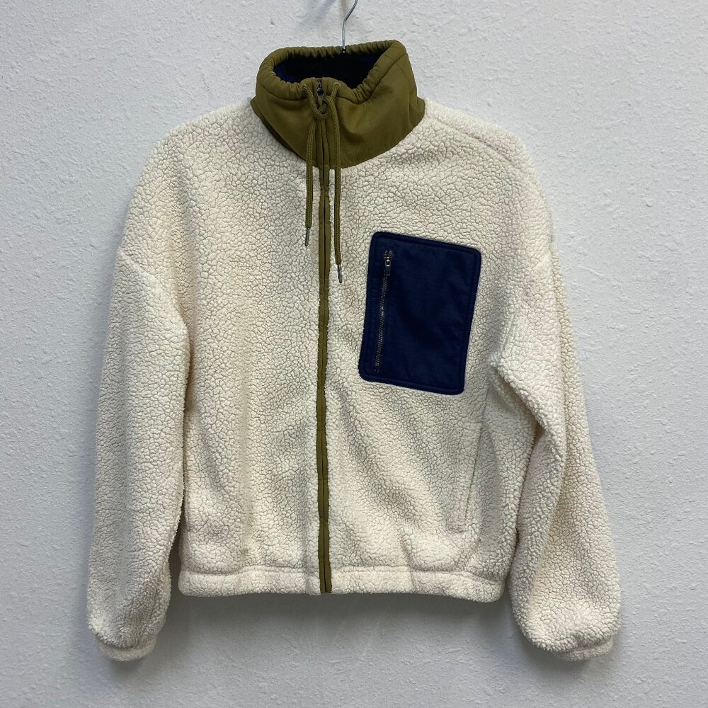 Sweaty Betty Out Of The Woods Ivory Color Block Sherpa Fleece Zip Jacket, XS - Picture 2 of 5